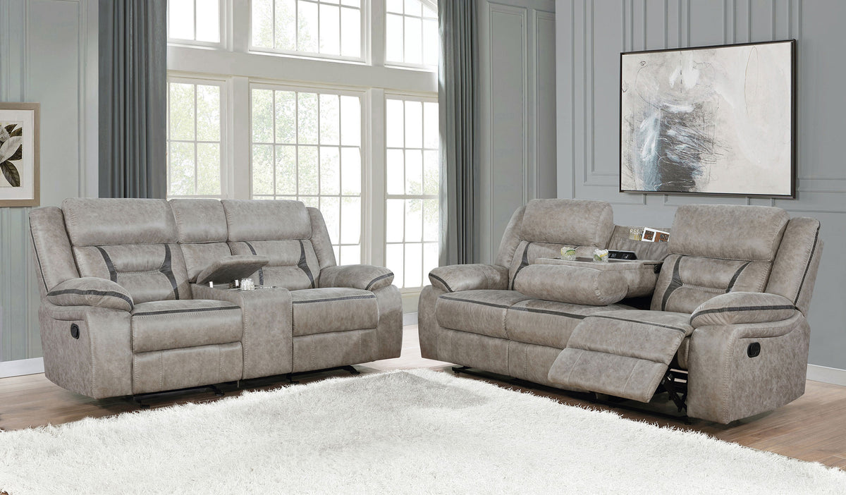 Greer 2-piece Upholstered Reclining Sofa Set - Taupe