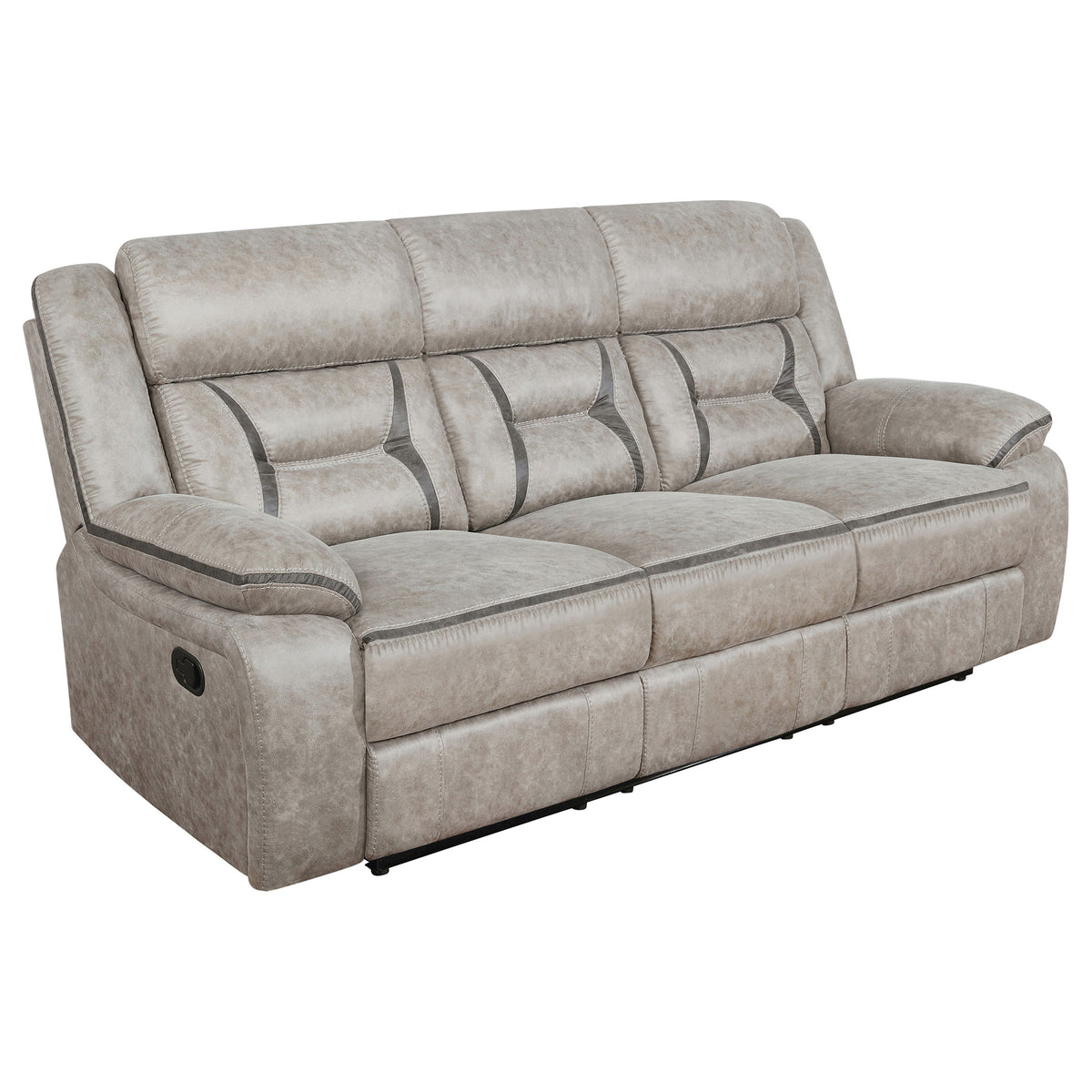 Greer Upholstered Motion Reclining Sofa - Taupe
