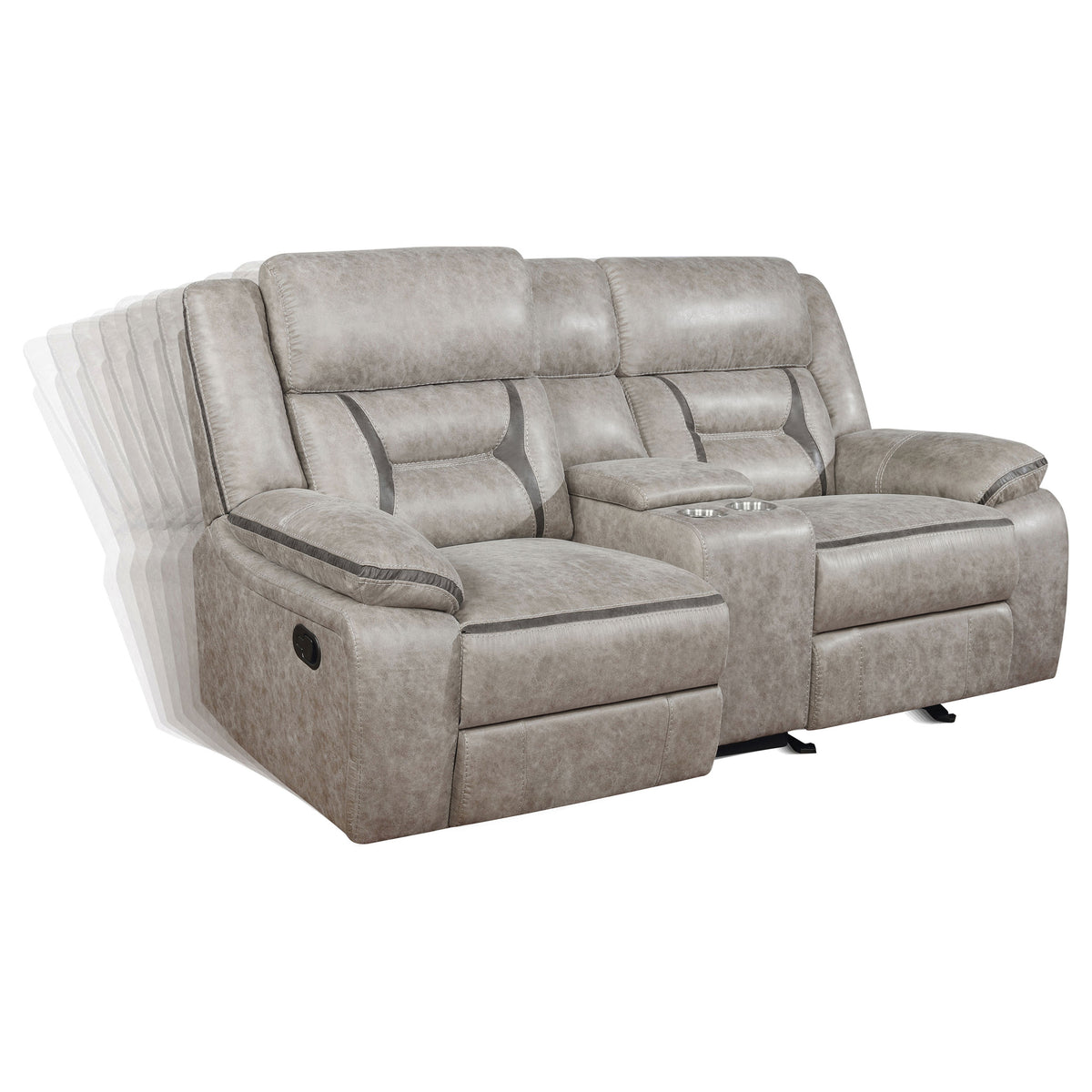 Greer Upholstered Motion Reclining Loveseat - Taupe