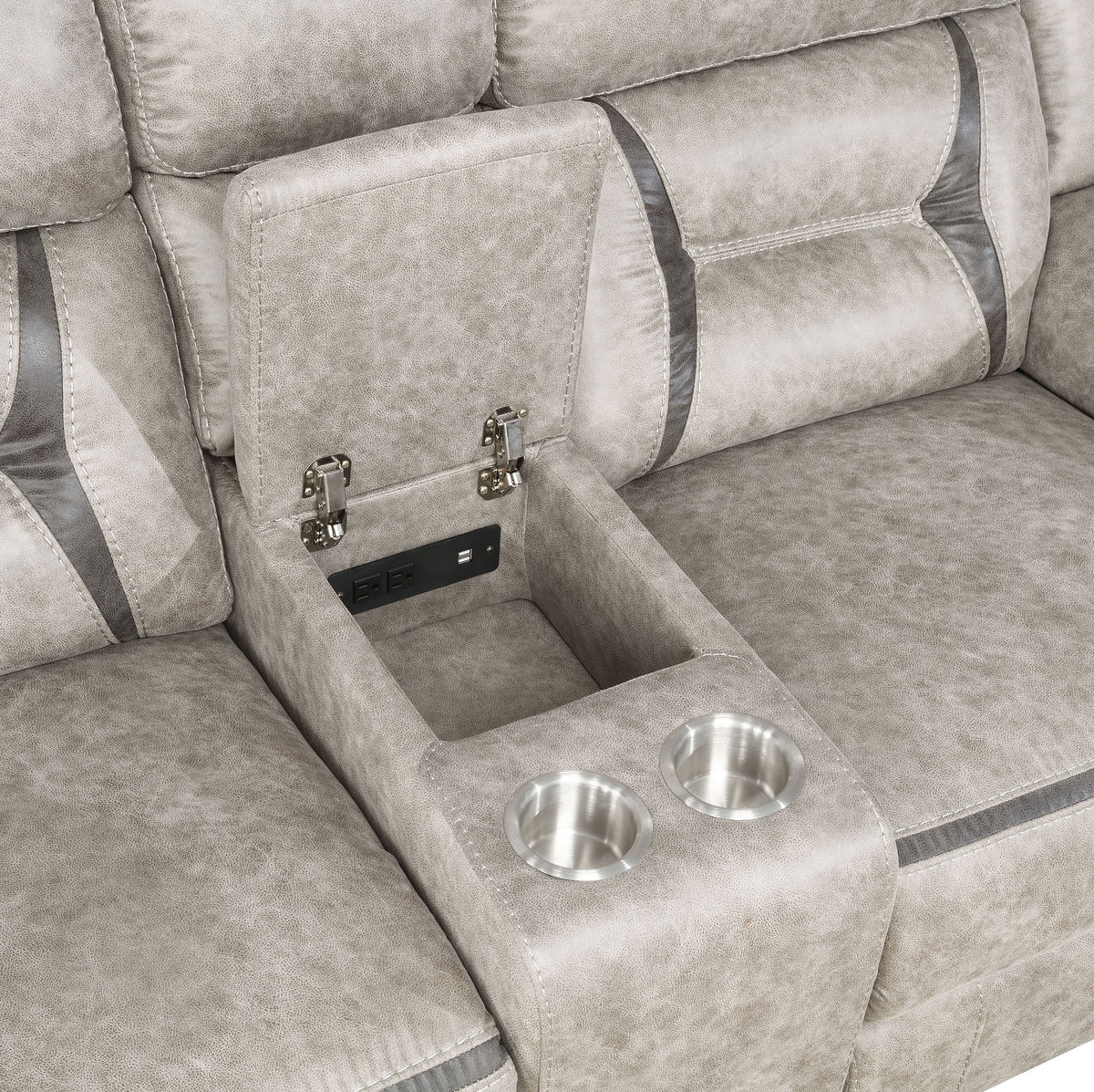 Greer Upholstered Motion Reclining Loveseat - Taupe