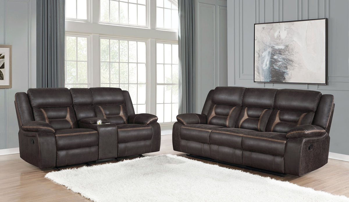 Greer 2-piece Upholstered Reclining Sofa Set - Brown