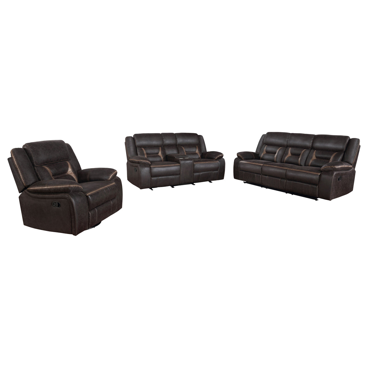 Greer 3-piece Upholstered Reclining Sofa Set - Brown