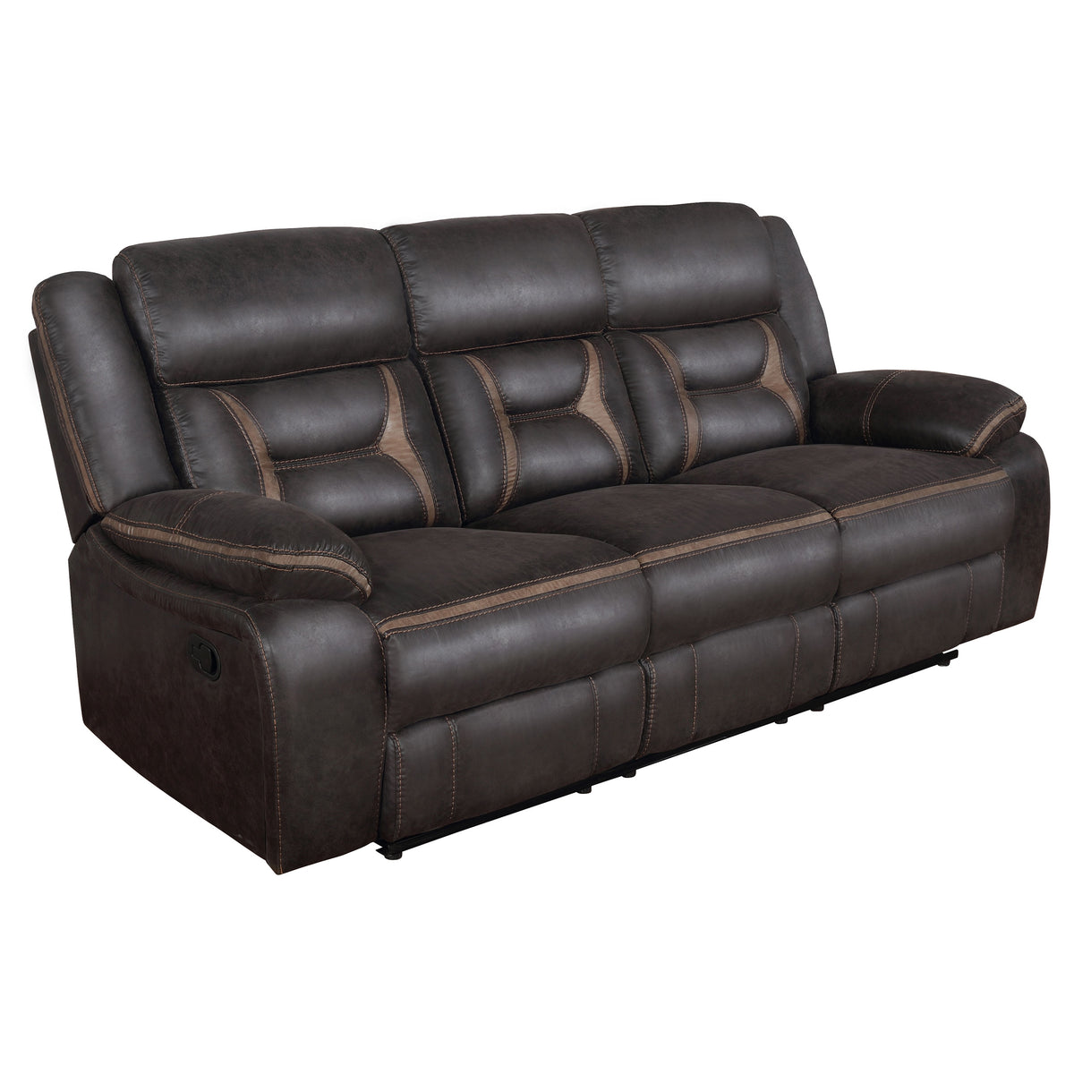 Greer Upholstered Motion Reclining Sofa - Brown
