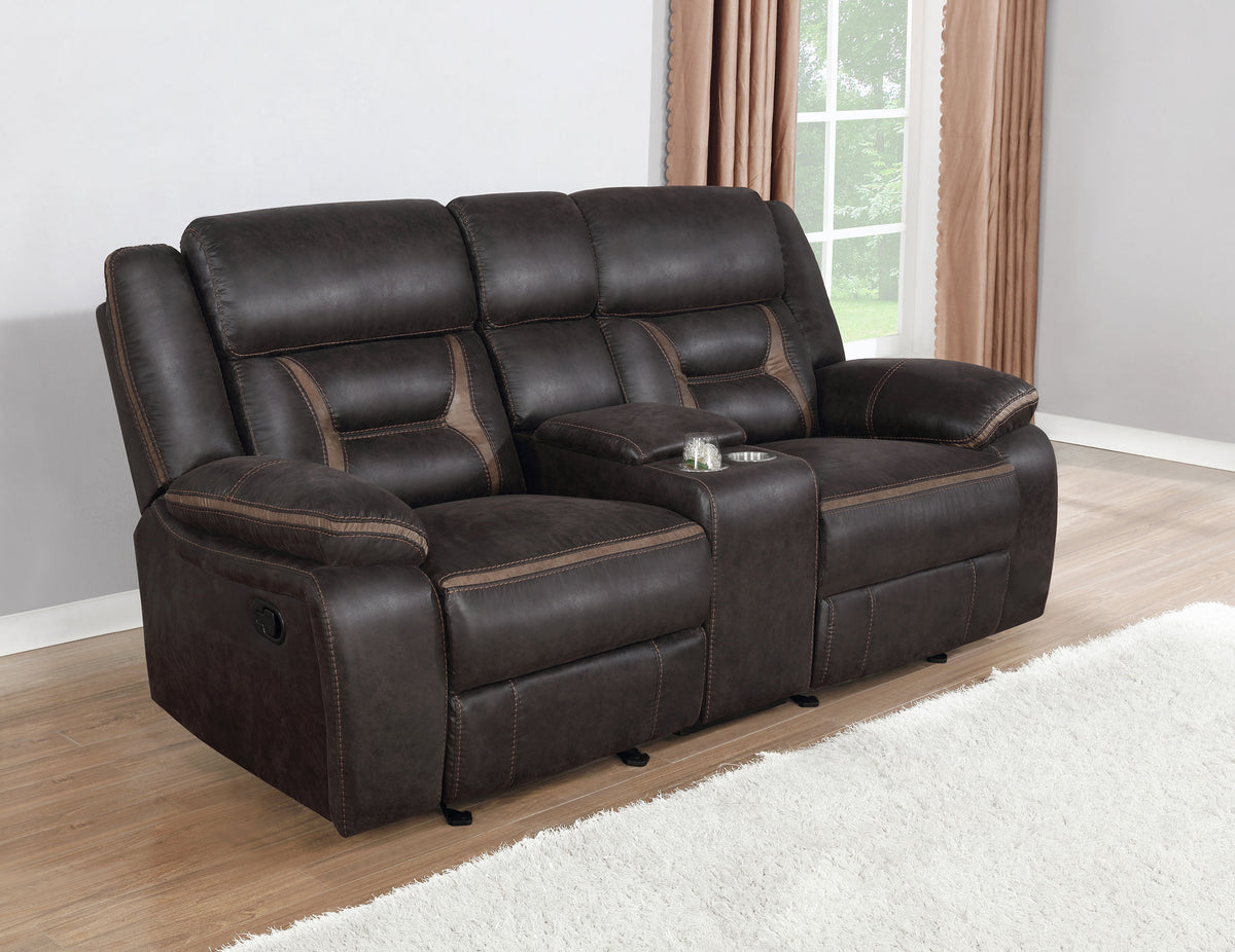Greer Upholstered Motion Reclining Loveseat - Brown