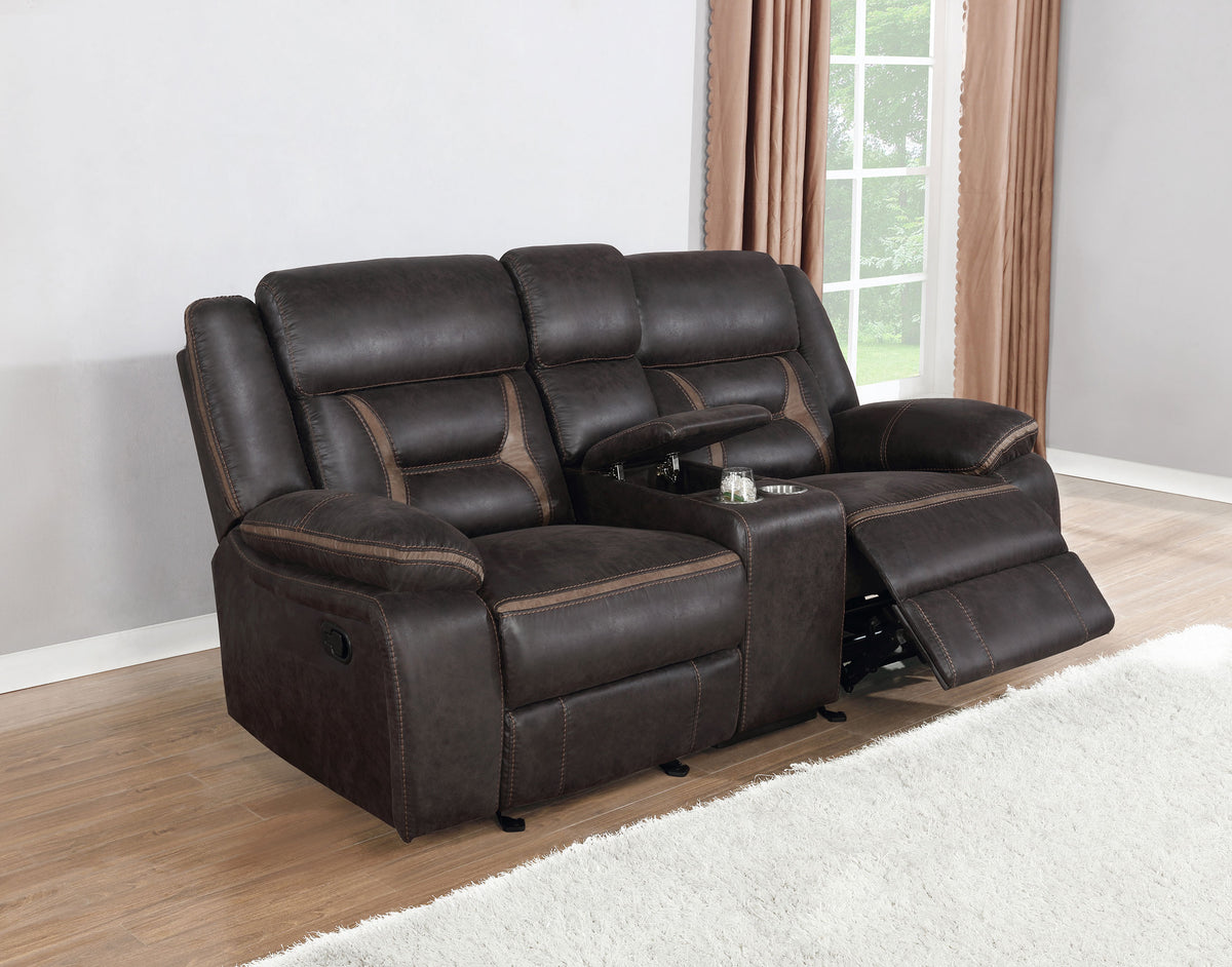 Greer Upholstered Motion Reclining Loveseat - Brown