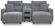 Modmax II 3-Piece Power Reclining Sectional with Chaise and Audio Console Next-Gen Nuvella™ - Salt and Pepper