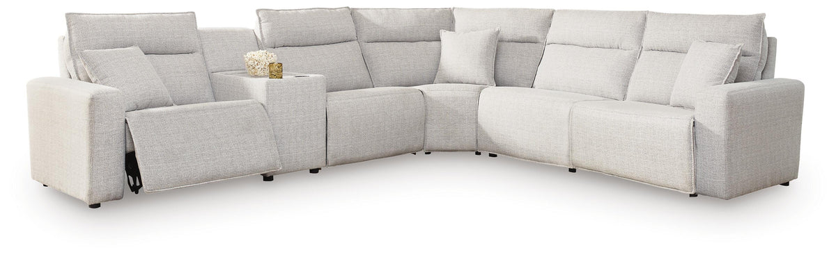 Modmax II 6-Piece Power Reclining Sectional with Console Next-Gen Nuvella™ - Stone