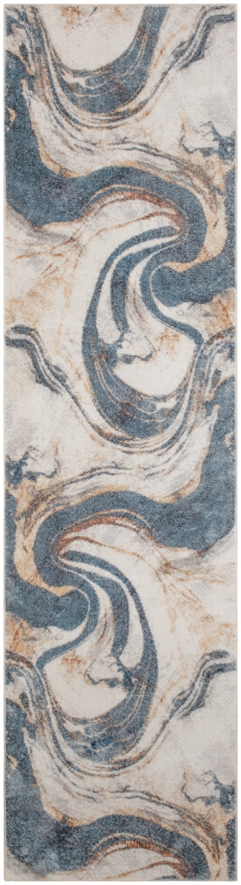 Astra Machine Washable ASW15 Ivory Blue Rug - Runner