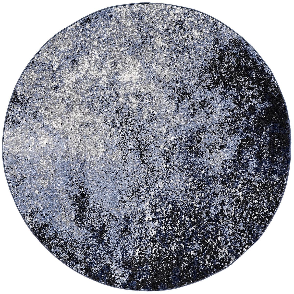 Passion PSN10 Light Blue Black Rug - Round