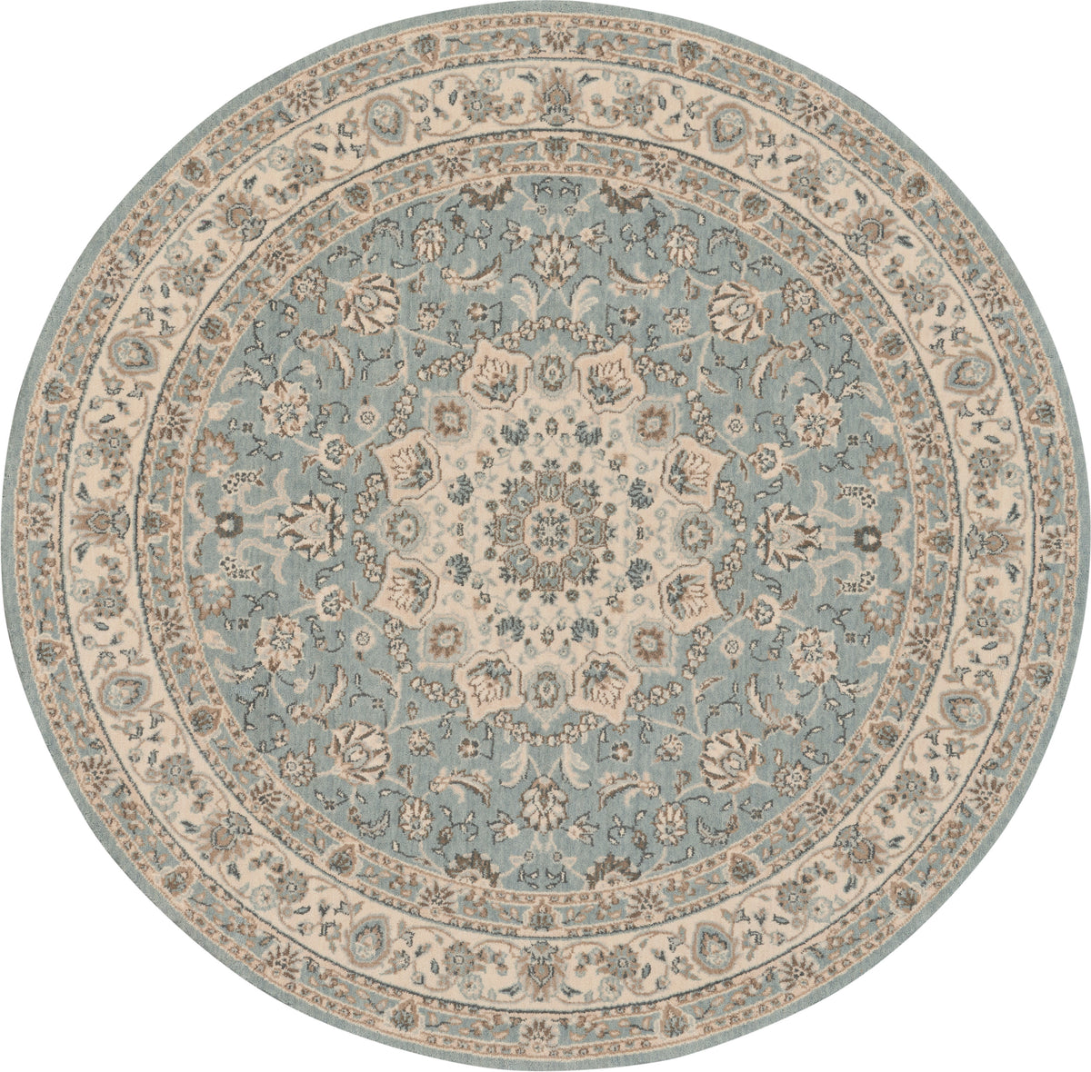 Living Treasures LI15 Aqua Ivory Rug - Round