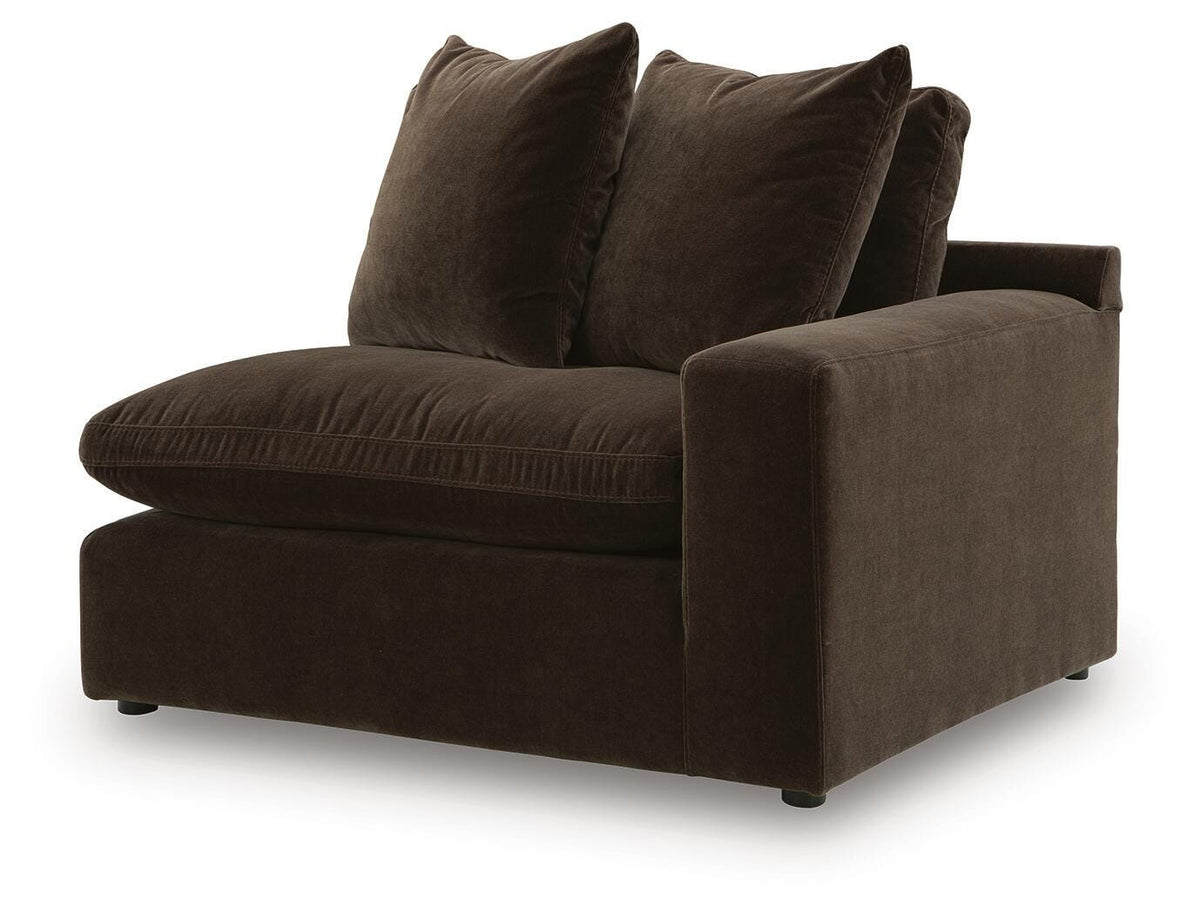 Maxton Heights Corner Chair Velvet Chenille - Bittersweet, Right Arm Facing