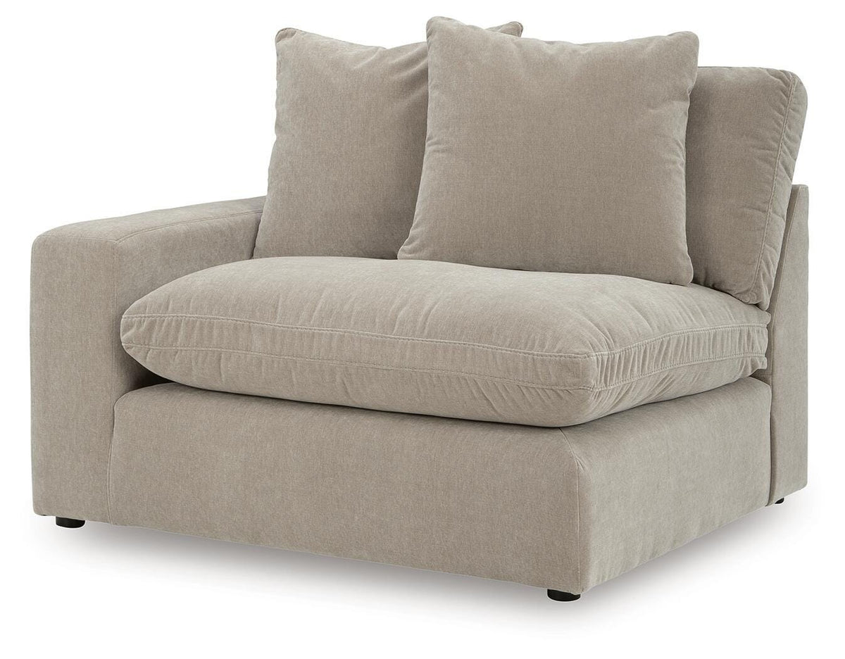 Maxton Heights Corner Chair Velvet Chenille - Pebble, Left Arm Facing