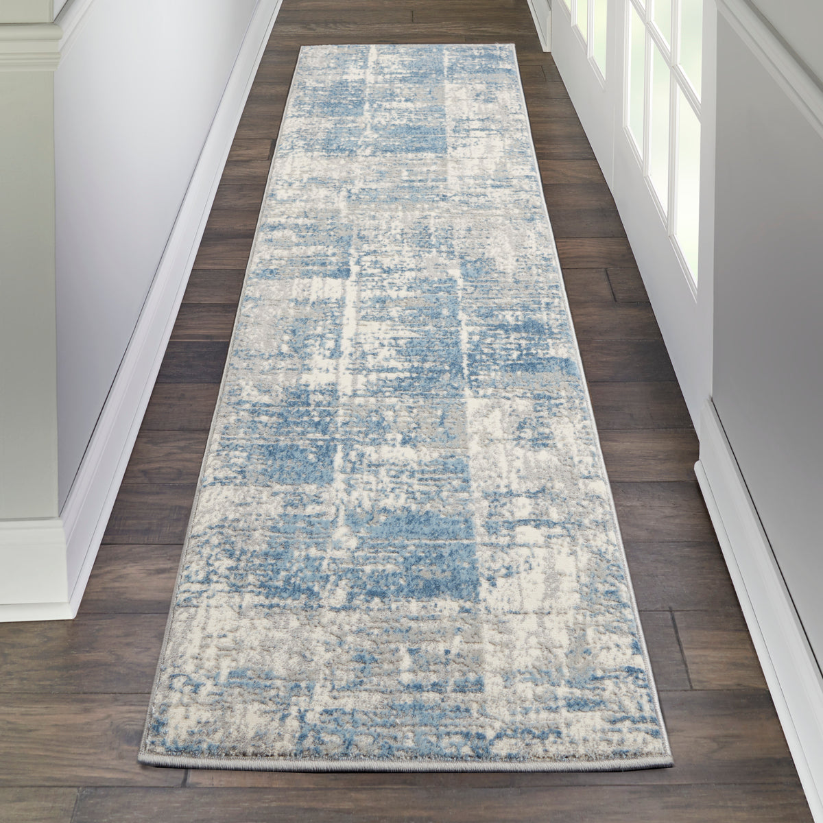 Solace SLA02 Ivory Grey Blue Rug - room scene