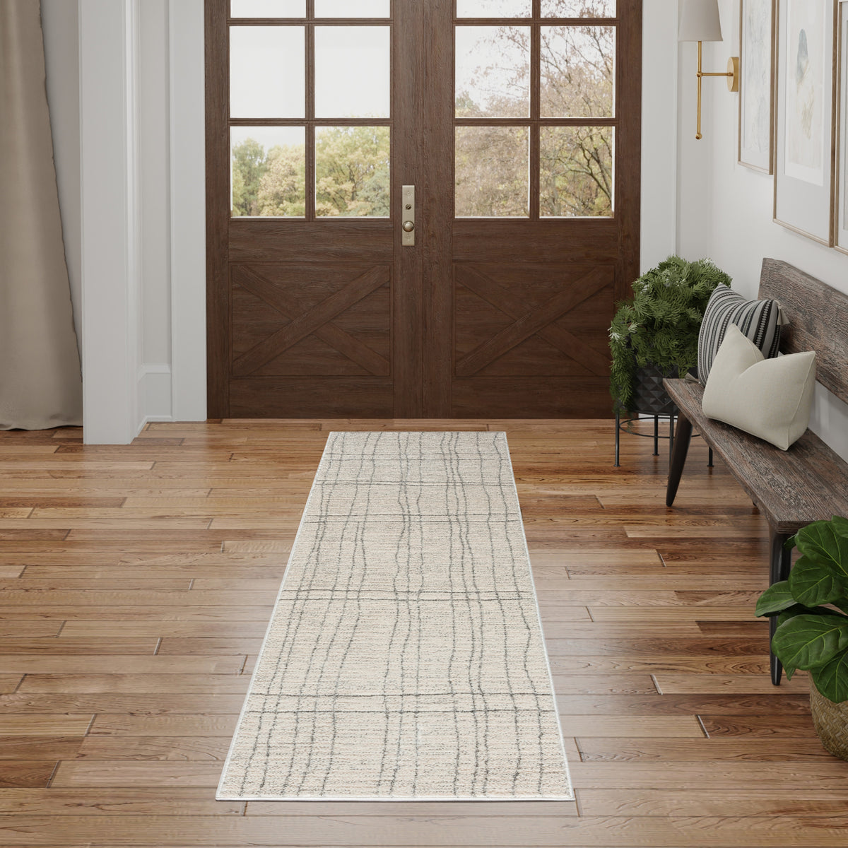 Andes AND03 Ivory Grey Rug - room scene
