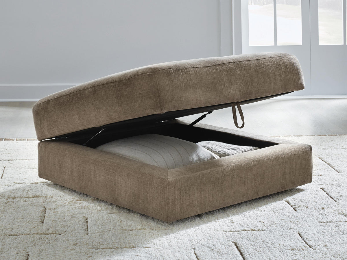 Camellia-Court Ottoman With Storage Chenille