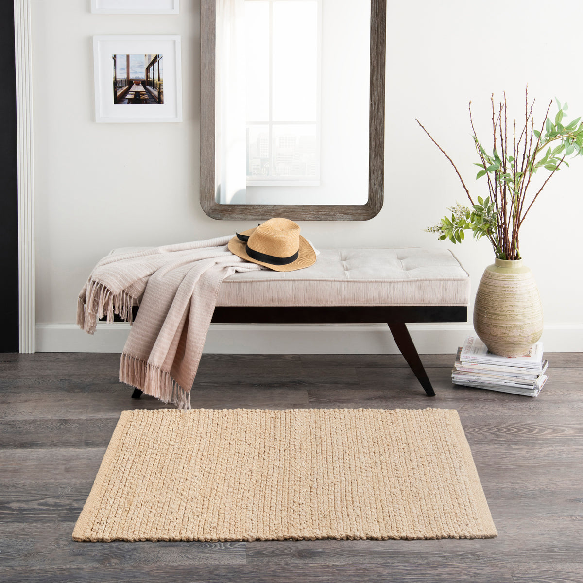 Natural Jute NJT01 Bleached Rug - room scene