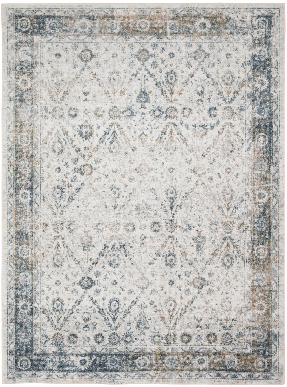 Astra Machine Washable ASW16 Ivory Blue Rug - Rectangle
