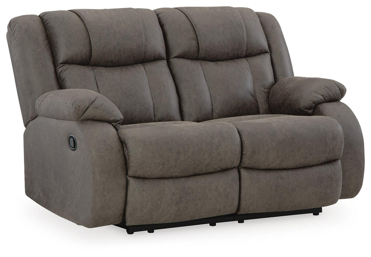 First Base Reclining Loveseat Faux Leather