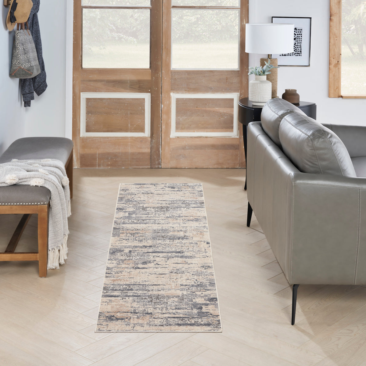 Rustic Textures RUS04 Beige Grey Rug - room scene