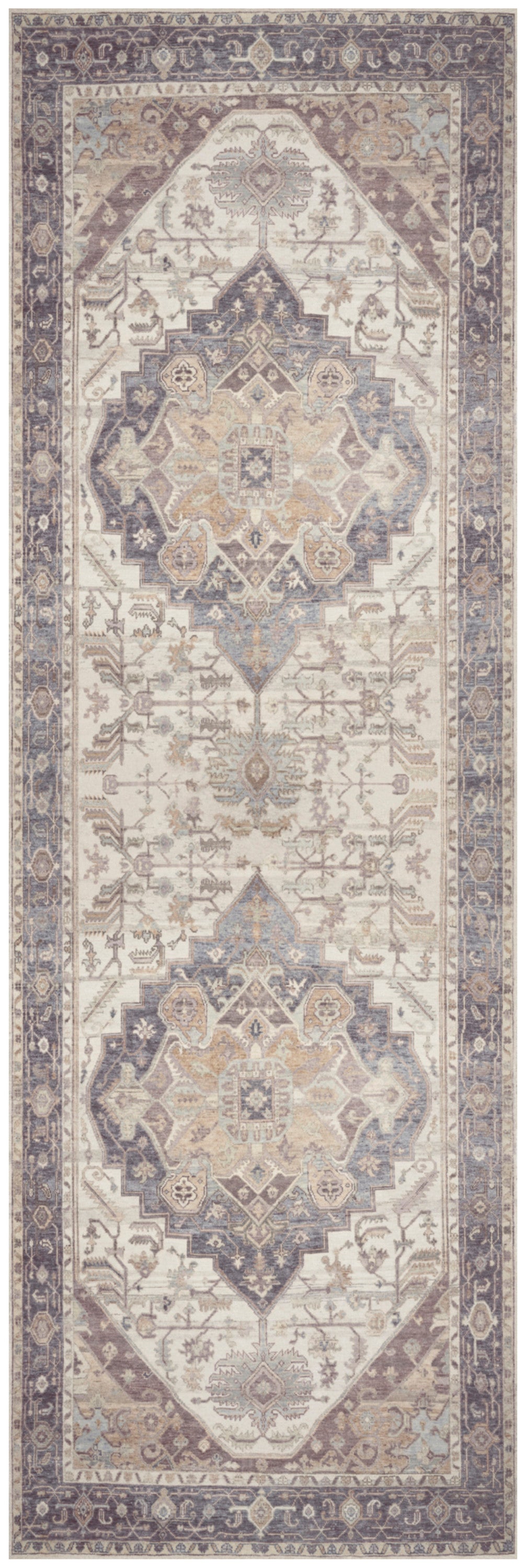 Vintage Washables VWS13 Ivory Purple Rug - Runner