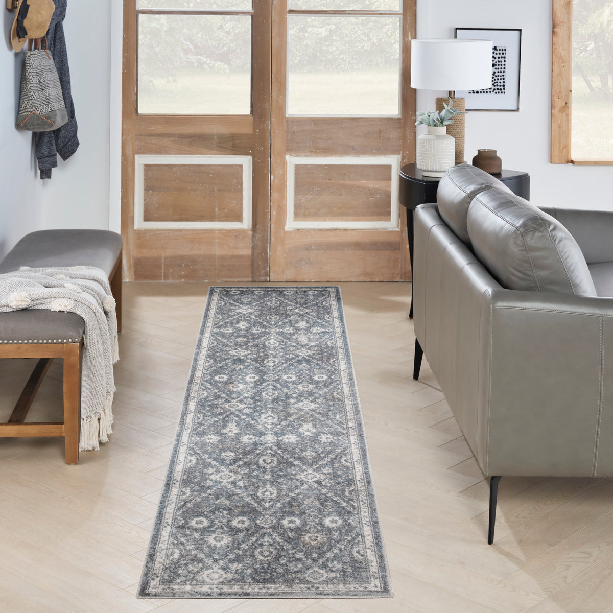 Astra Machine Washable ASW16 Dark Blue Rug - room scene