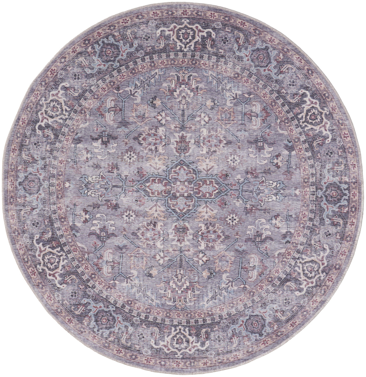 New Concept Washables SR104 Grey Rug - Round