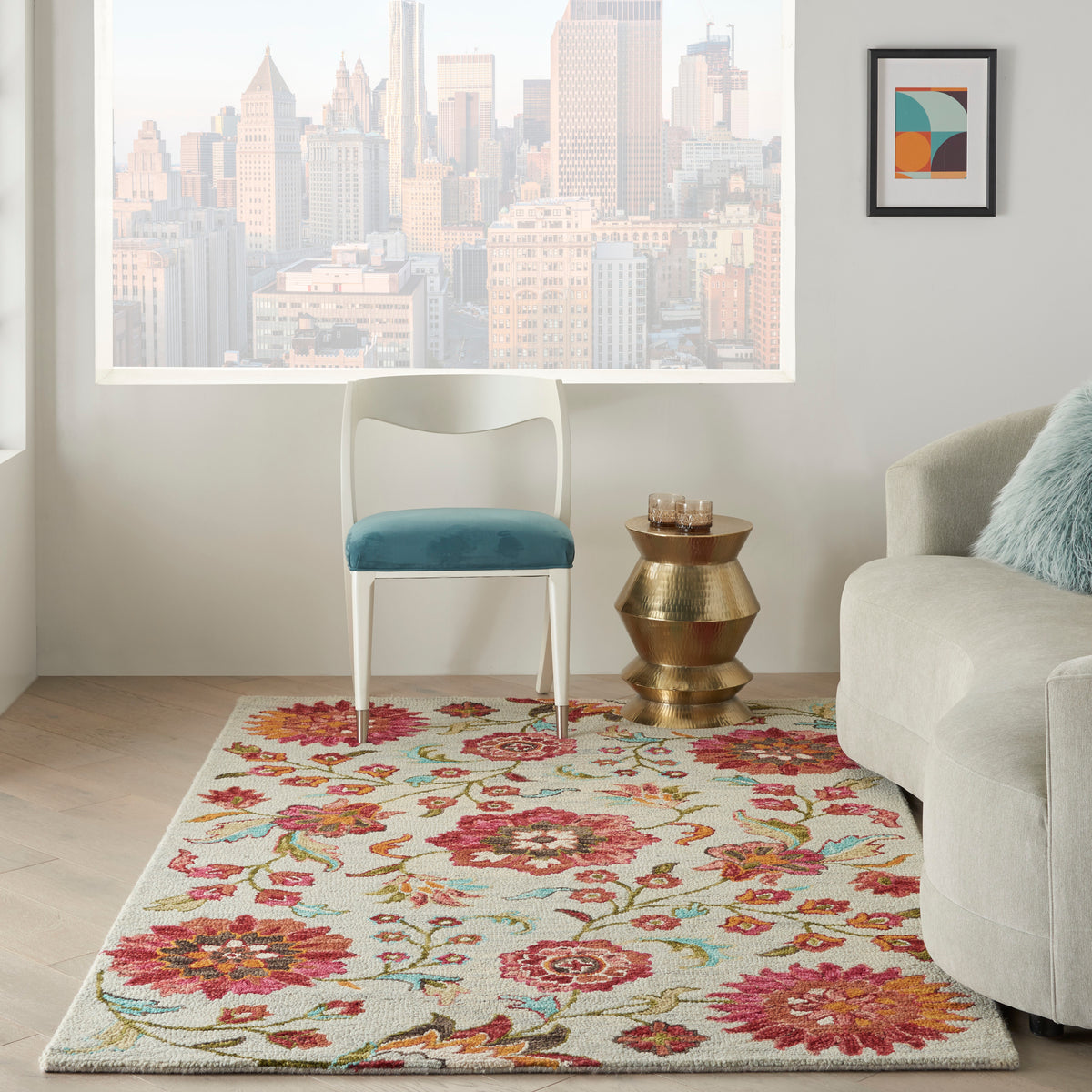 Bahari BAH04 Grey Multicolor Rug - room scene
