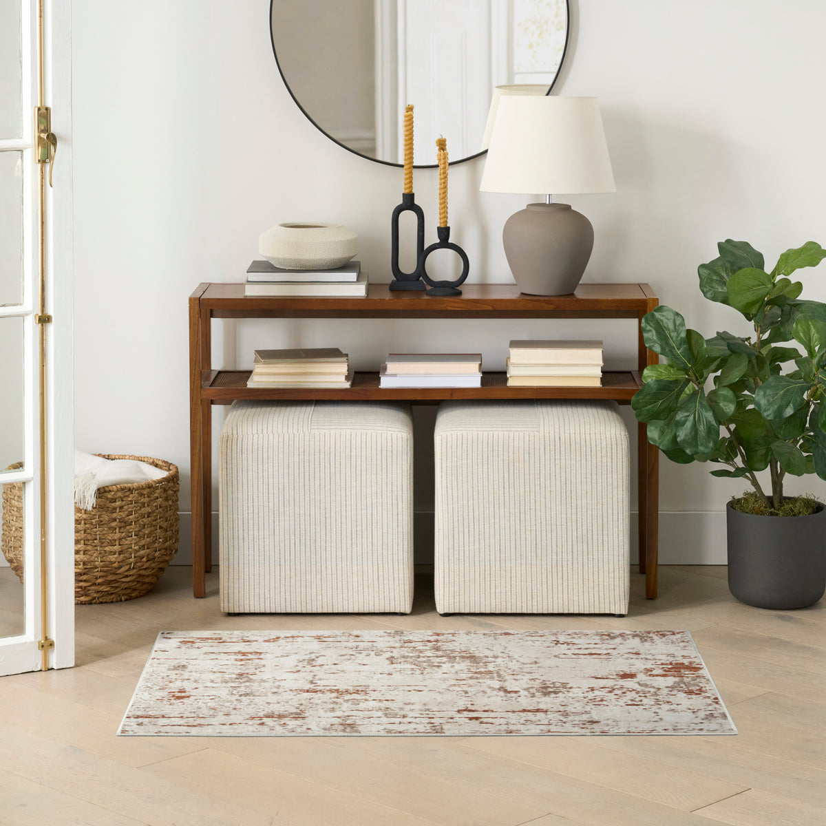 Quarry QUA01 Ivory Rust Rug - room scene