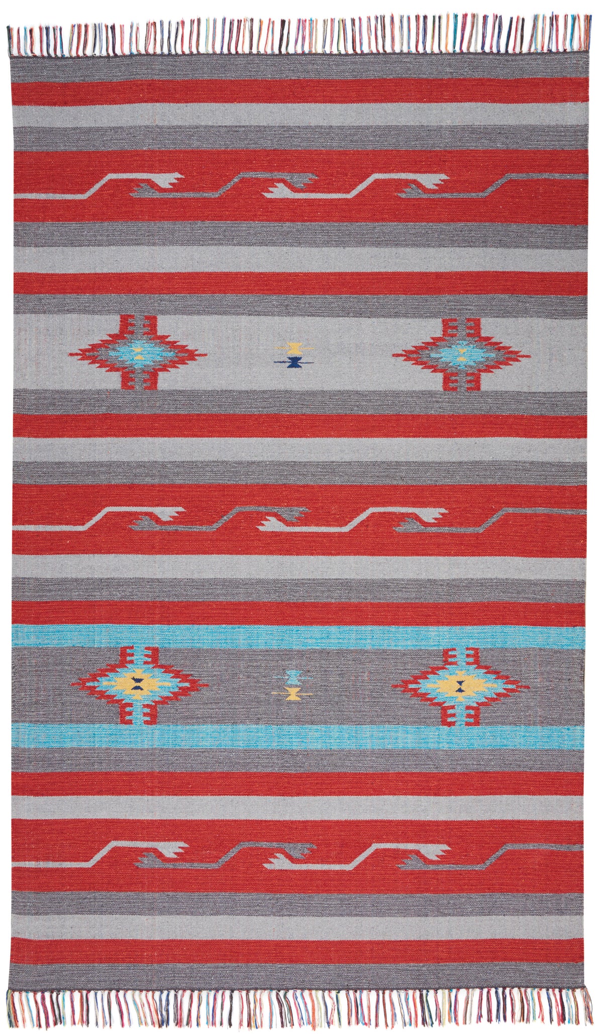 Baja BAJ01 Grey Red Rug - Rectangle