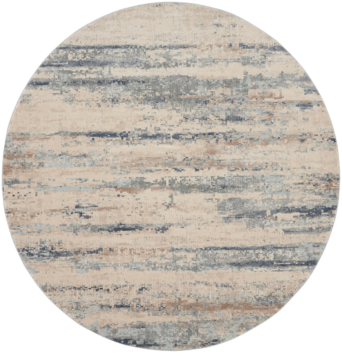 Rustic Textures RUS04 Beige Grey Rug - Round