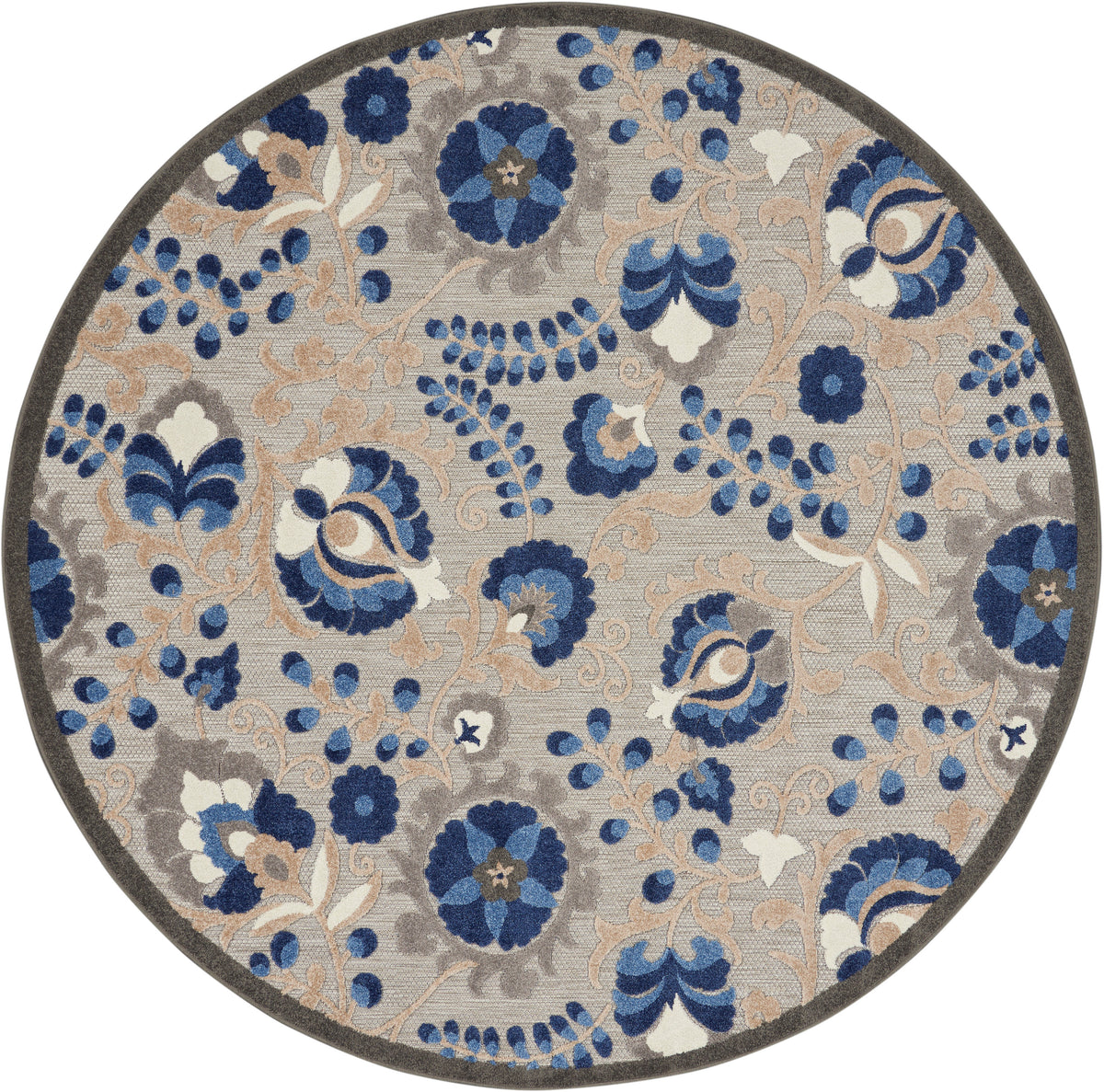 Aloha ALH17 Natural Blue Rug - Round