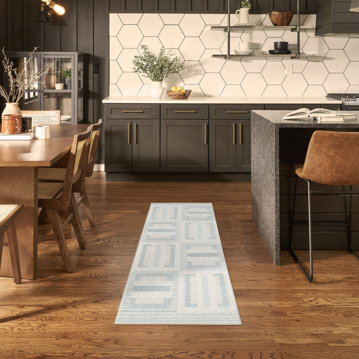 Nordic NRC11 Ivory Blue Rug - room scene