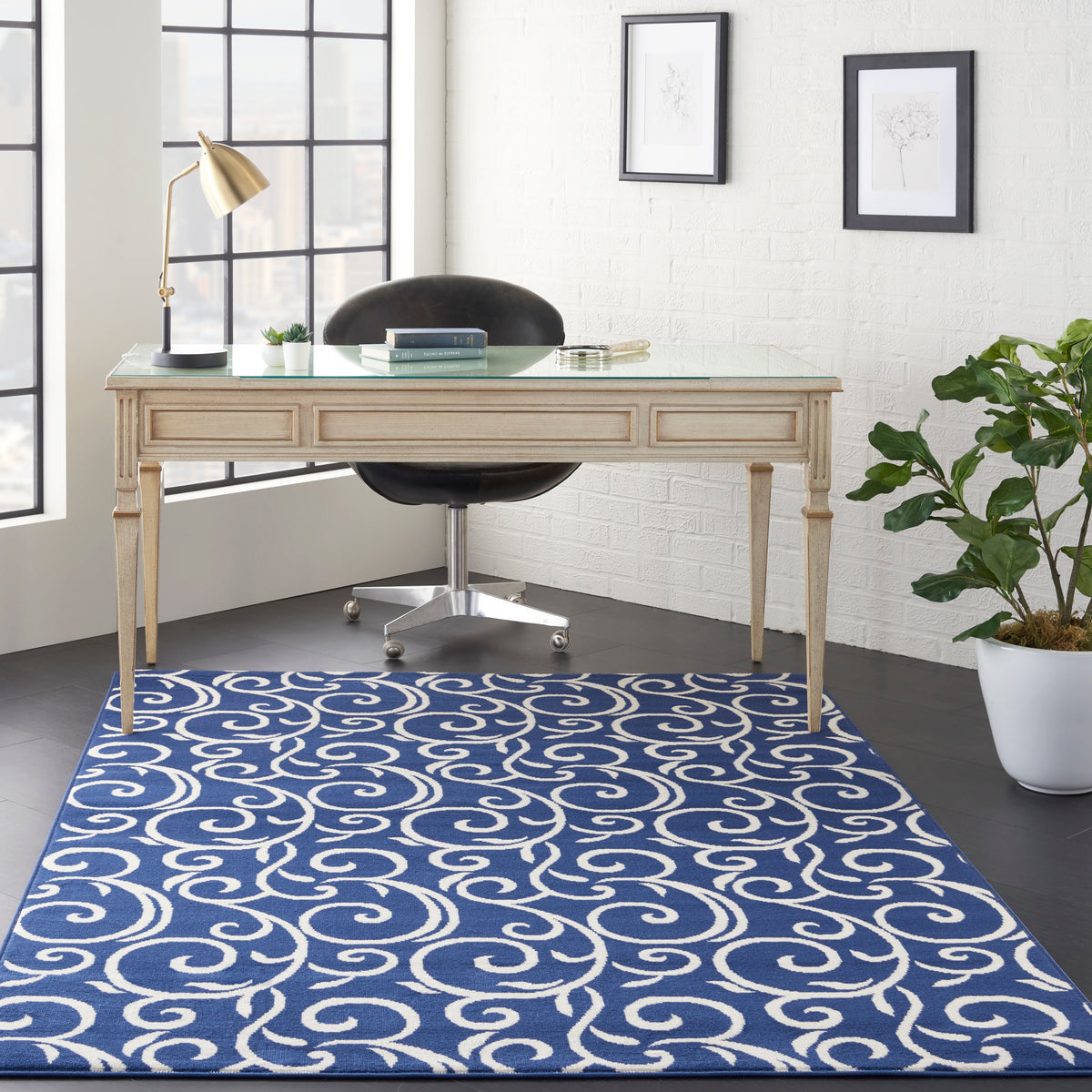 Grafix GRF19 Navy Rug - room scene