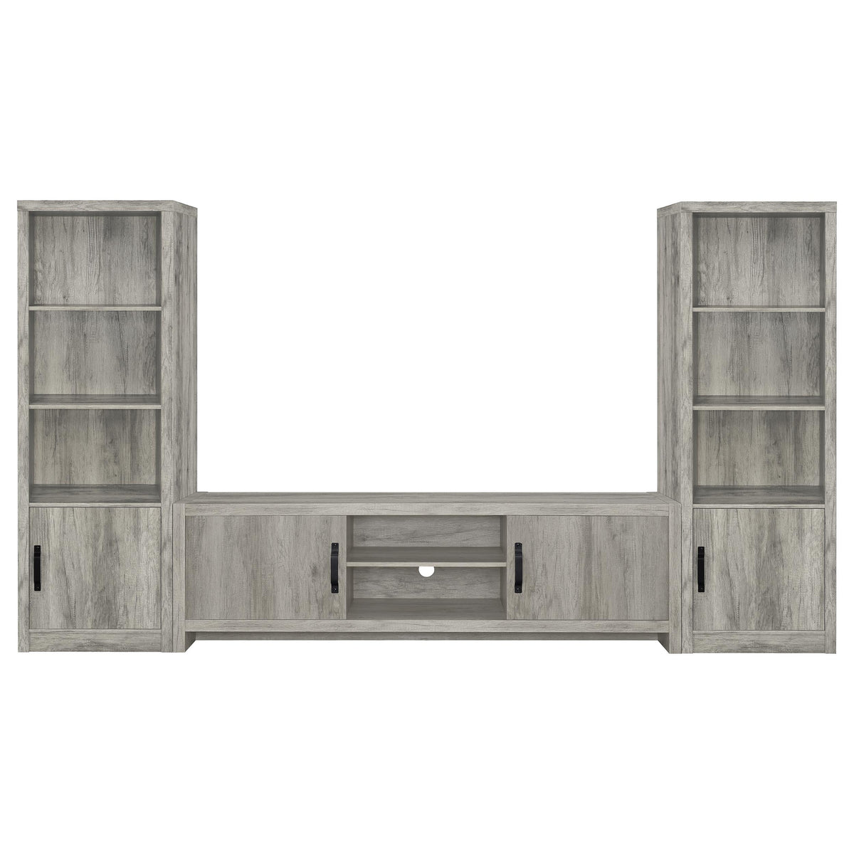 Burke 3-Piece TV Entertainment Center Fits 77-Inch TVs Grey Driftwood