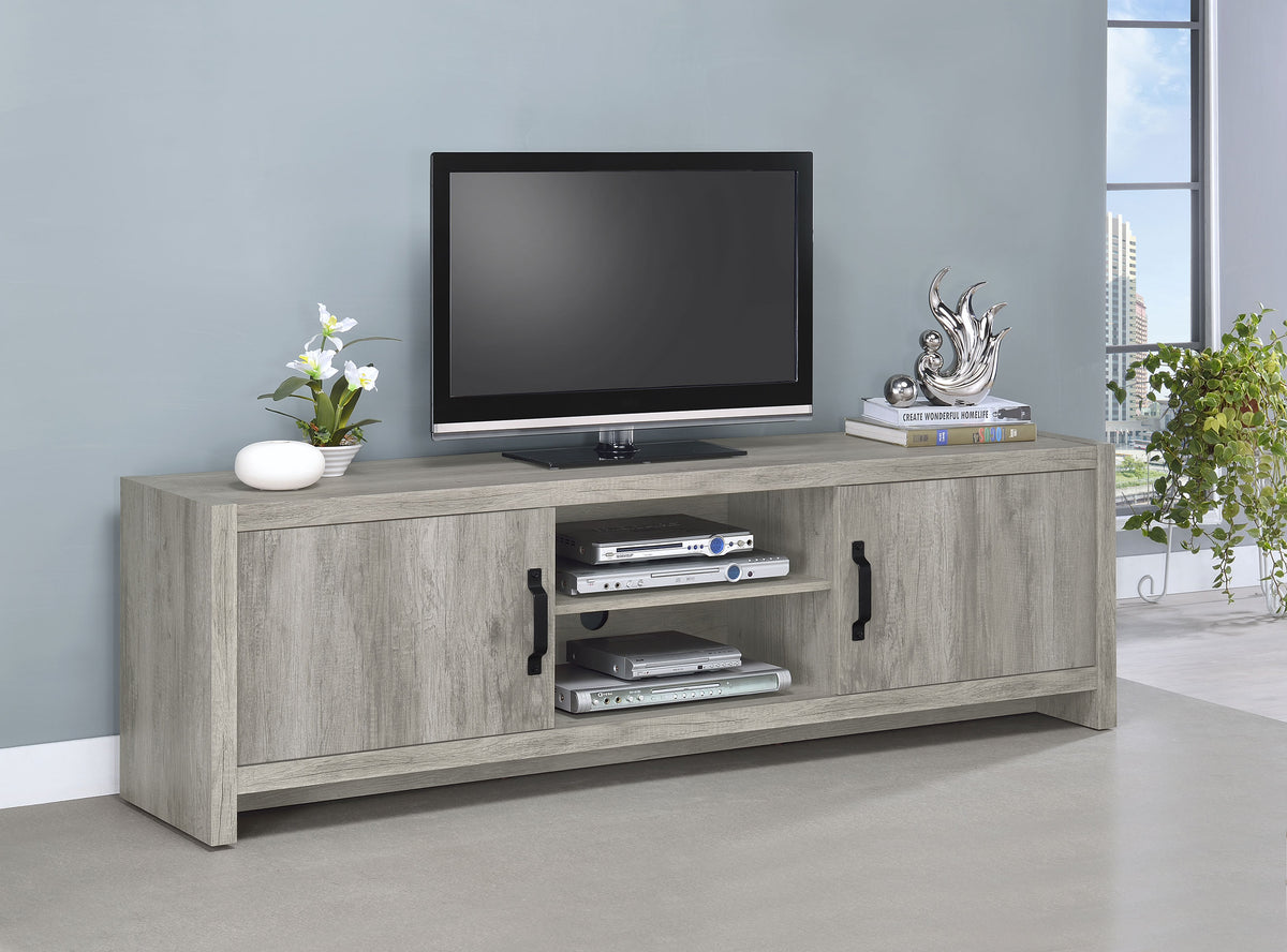 Burke 2-door Engineered Wood 71-inch TV Stand Grey Driftwood