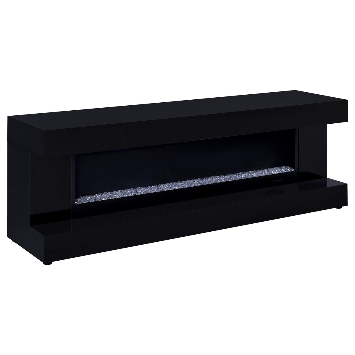 Mallory TV Stand Fireplace Console Bluetooth Speaker High Gloss - Black High Gloss
