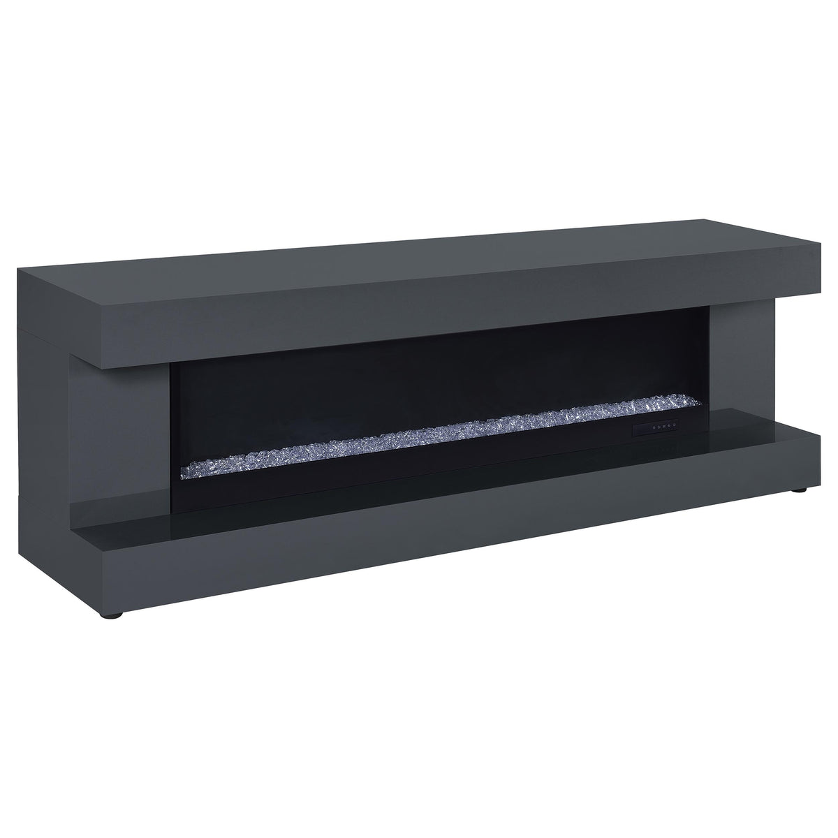 Mallory TV Stand Fireplace Console Bluetooth Speaker High Gloss - Grey High Gloss