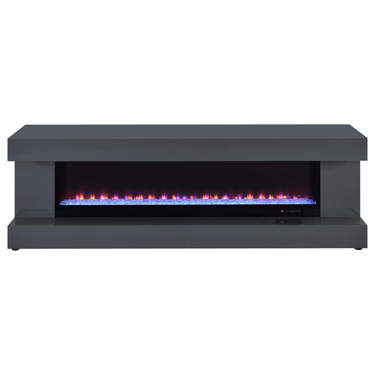 Mallory TV Stand Fireplace Console Bluetooth Speaker High Gloss - Grey High Gloss