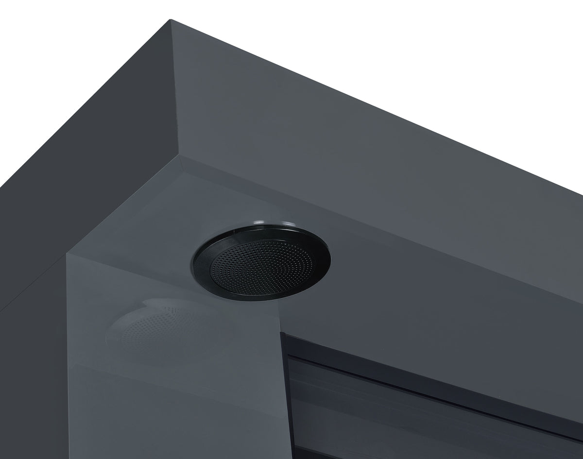 Mallory TV Stand Fireplace Console Bluetooth Speaker High Gloss - Grey High Gloss