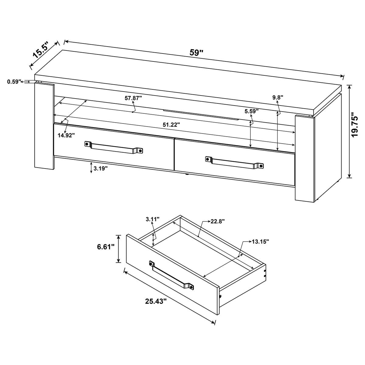 Elkton 2-drawer Engineered Wood 59-inch TV Stand - Mango