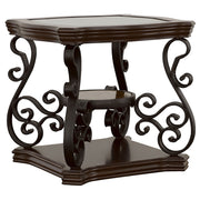 Laney 1-shelf Glass Top Square End Table Dark Merlot