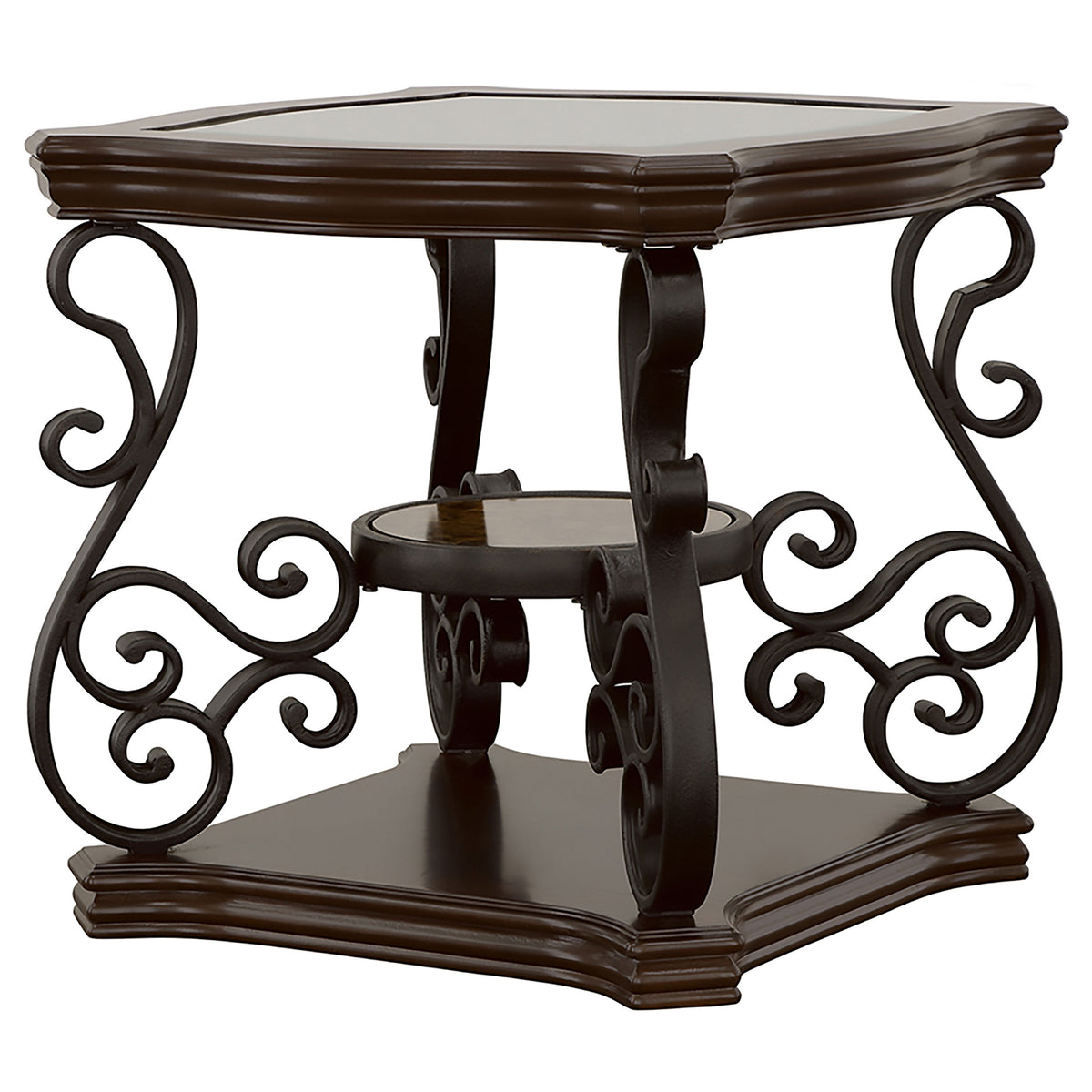 Laney 1-shelf Glass Top Square End Table Dark Merlot
