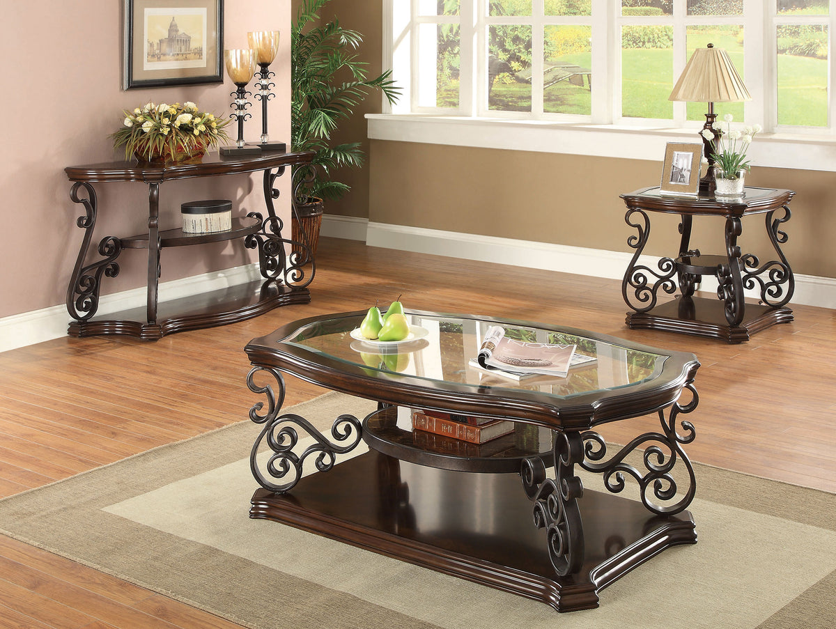 Laney 1-shelf Glass Top Square End Table Dark Merlot