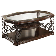 Laney 1-shelf Glass Top Rectangular Coffee Table Dark Merlot