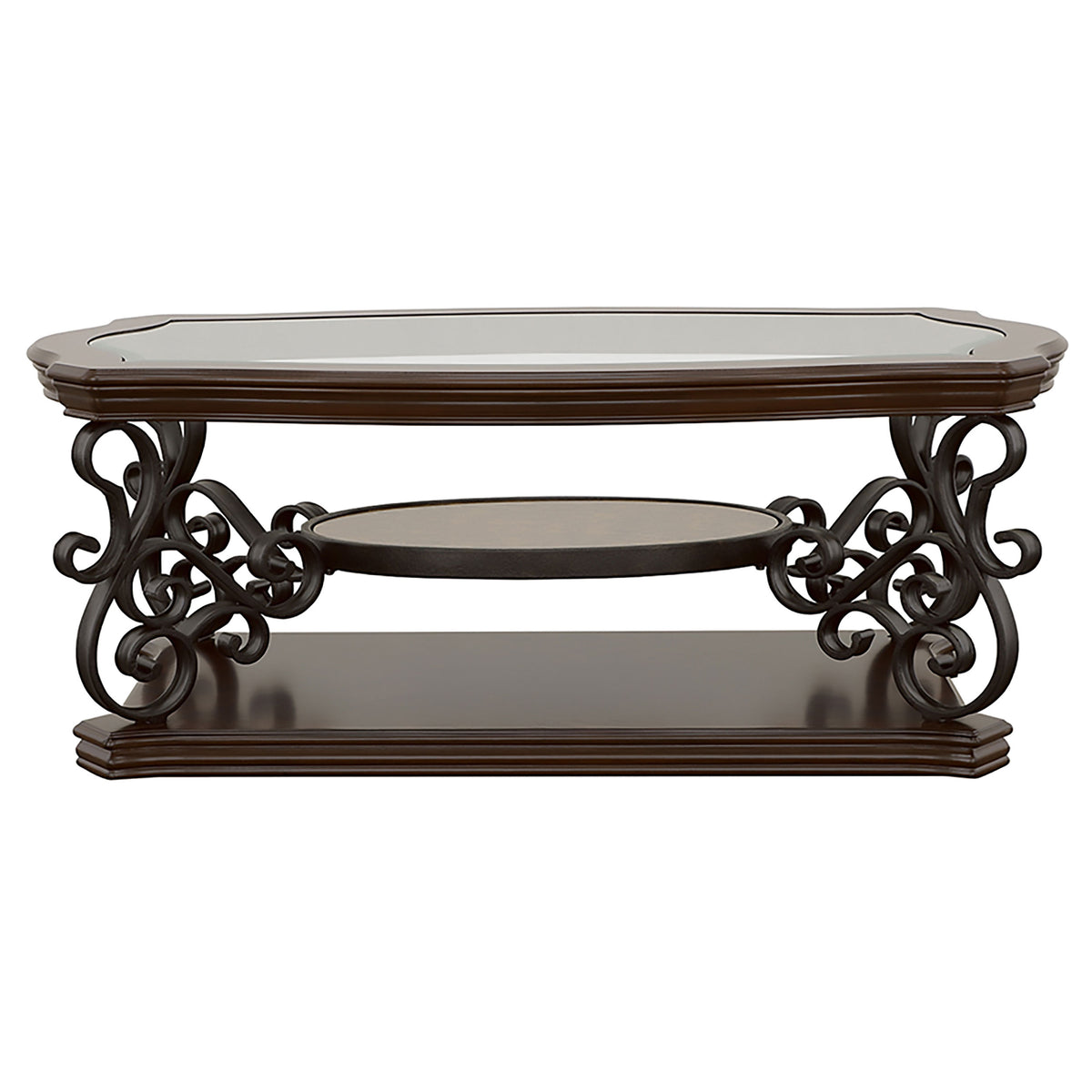 Laney 1-shelf Glass Top Rectangular Coffee Table Dark Merlot