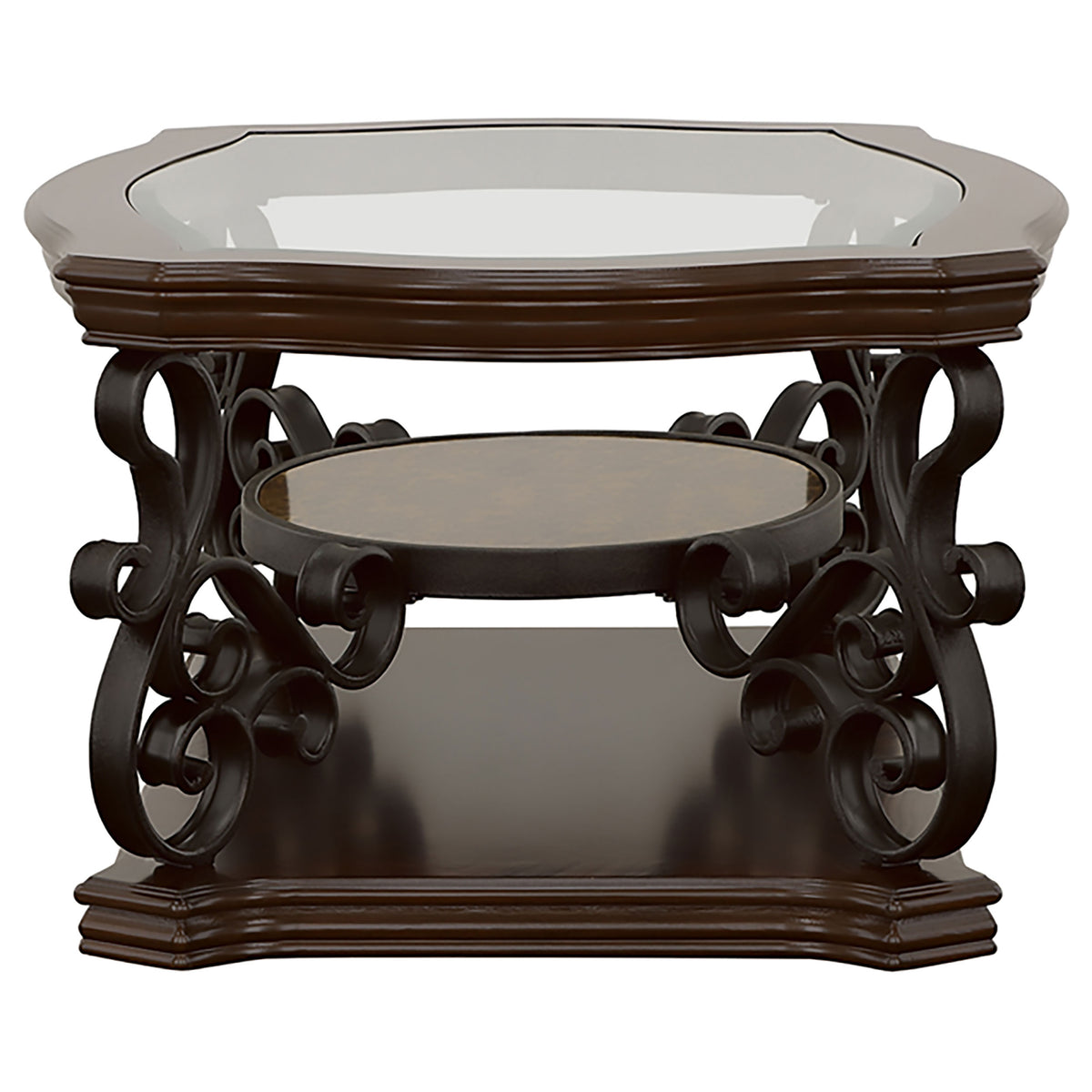 Laney 1-shelf Glass Top Rectangular Coffee Table Dark Merlot