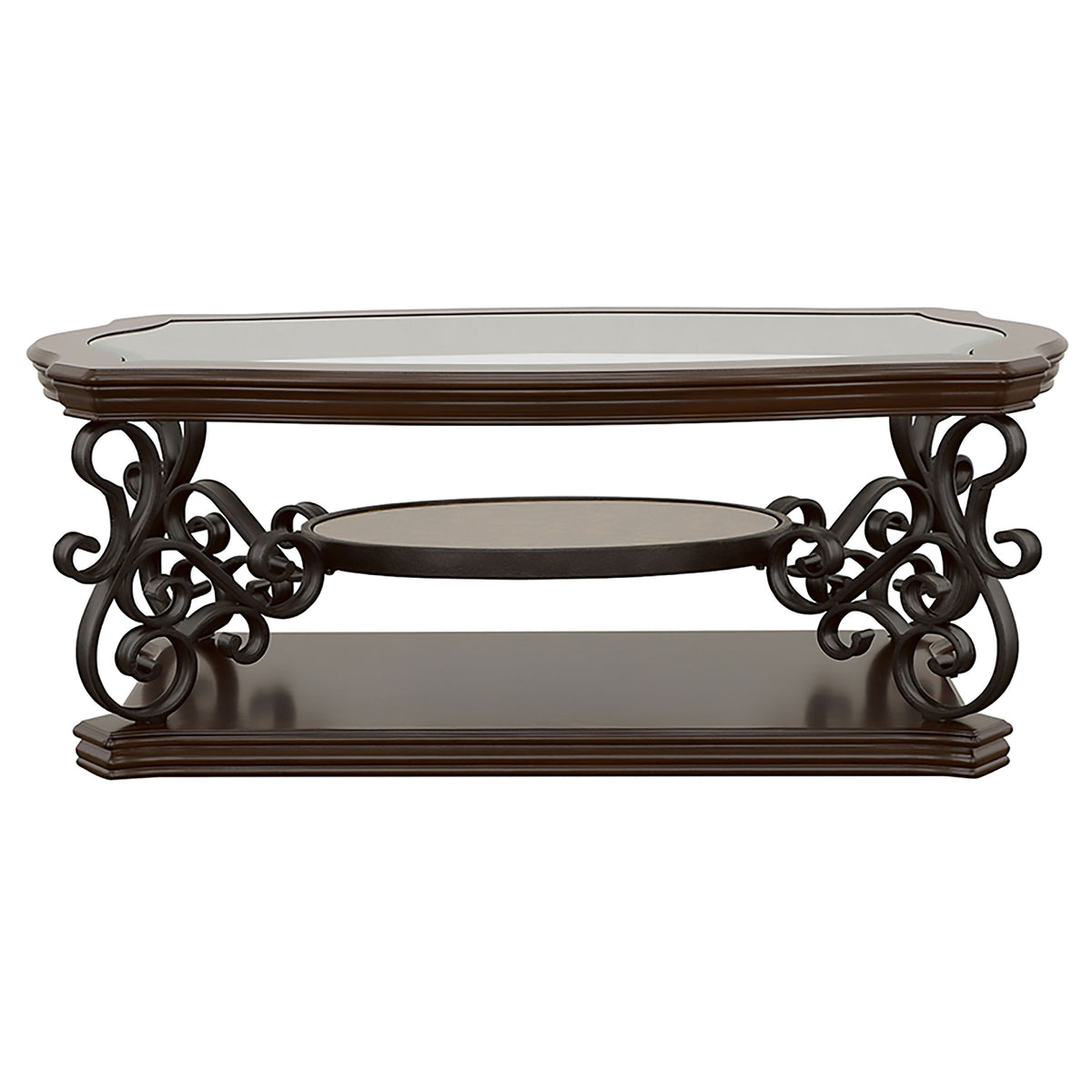 Laney 1-shelf Glass Top Rectangular Coffee Table Dark Merlot