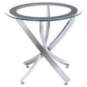 Brooke Round Glass Top Side End Table Metal Base - Chrome