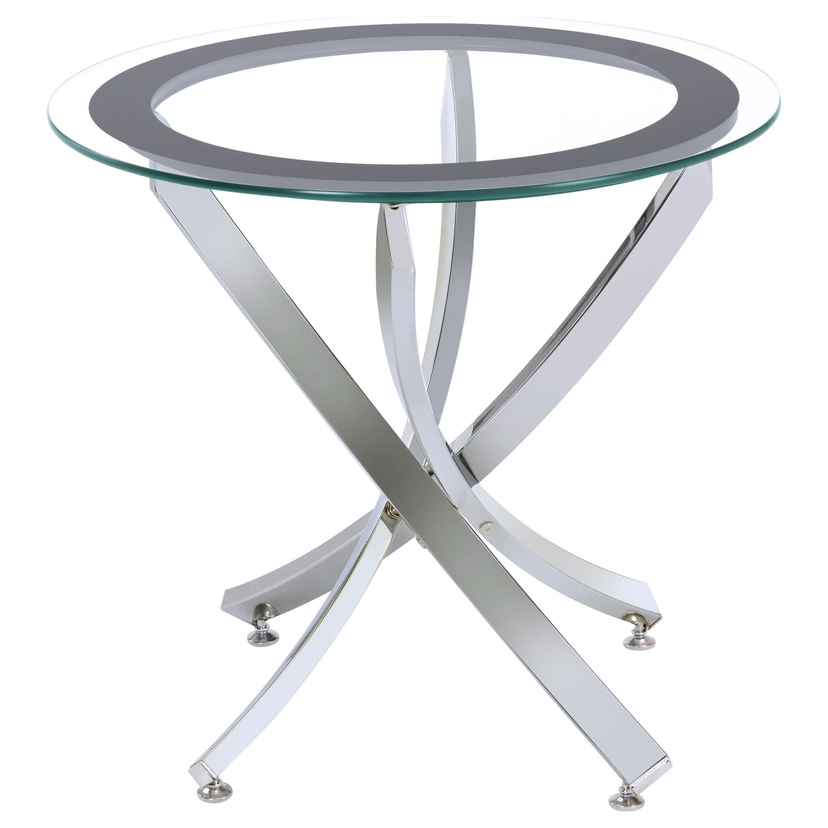 Brooke Round Glass Top Side End Table Metal Base - Chrome