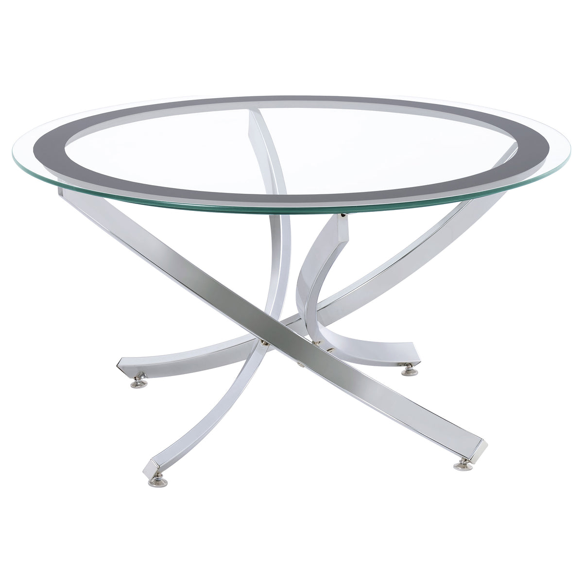 Brooke Round Glass Top Coffee Table Metal Base - Chrome